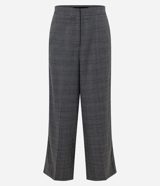 Pantalón Recto Sastre con Estampado de Cuadros y Detalles Laterales 5