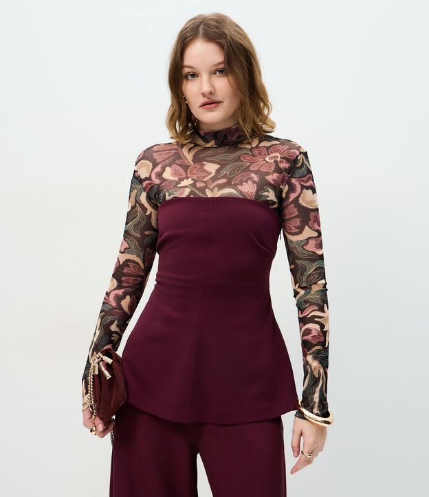 Blusa Sin Breteles en Crepé con Ruedo Peplum 2