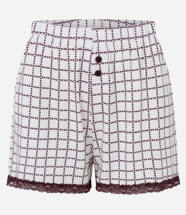 Short de Pijama en Peach Touch con Estampado Geométrico y Corazones 5