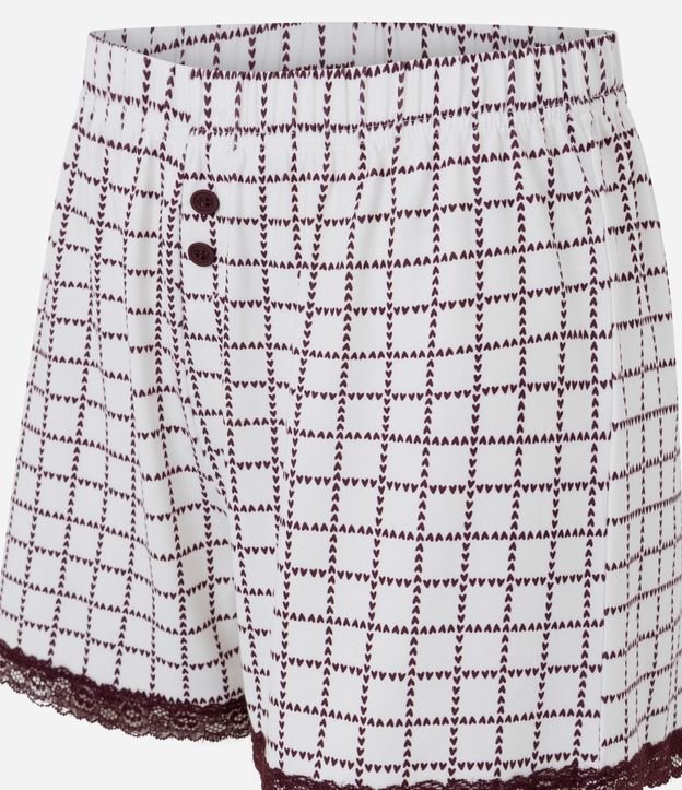 Short de Pijama en Peach Touch con Estampado Geométrico y Corazones 6