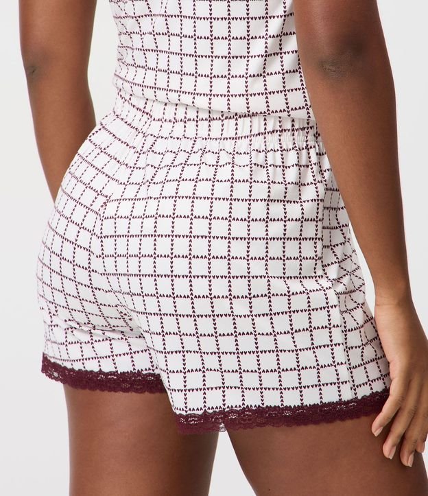 Short de Pijama en Peach Touch con Estampado Geométrico y Corazones 4