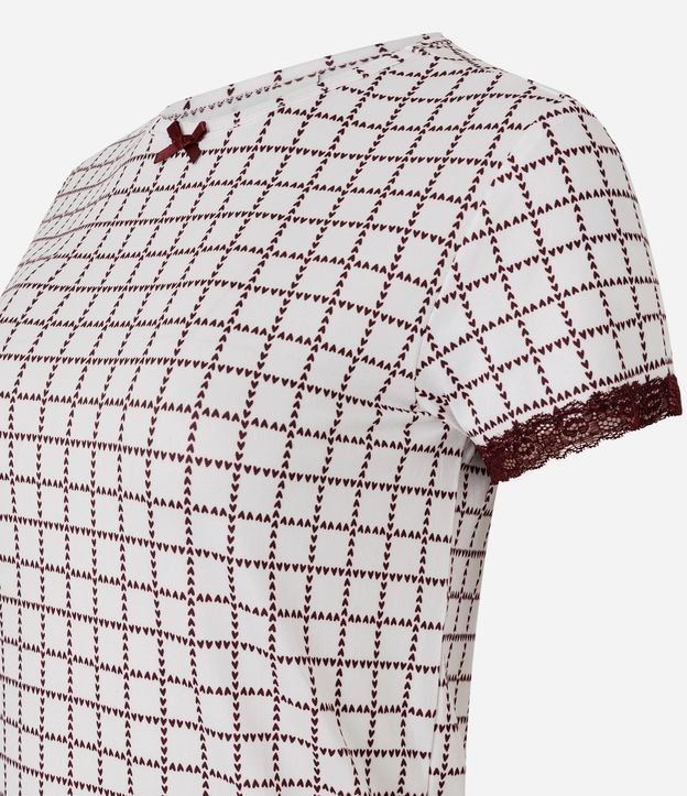 Blusa de Pijama en Peach Touch con Estampado Geométrico y Corazones 6