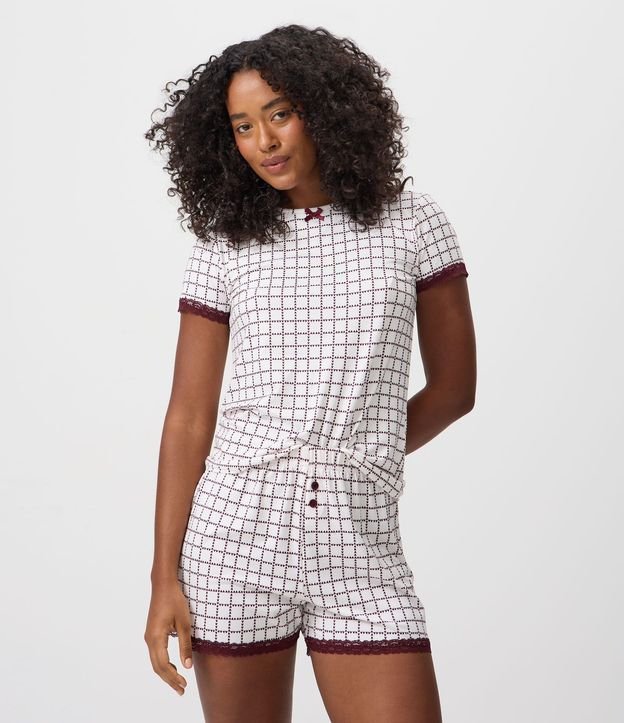Blusa de Pijama en Peach Touch con Estampado Geométrico y Corazones 2
