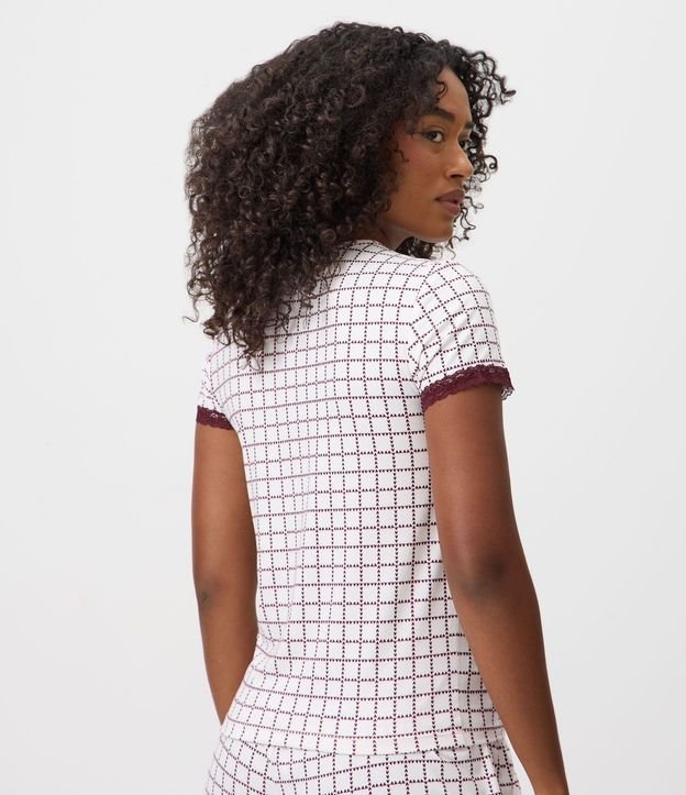 Blusa de Pijama en Peach Touch con Estampado Geométrico y Corazones 4