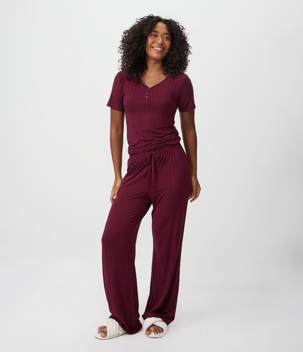 Pantalón de Pijama en Rib con Fru Fru en la  Cintura 1