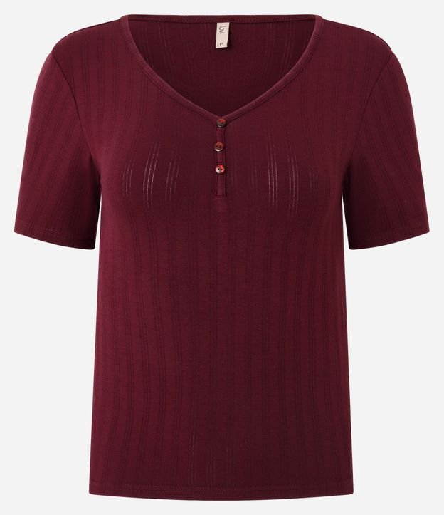 Blusa de Pijama en Rib con Escote V y Botones 5