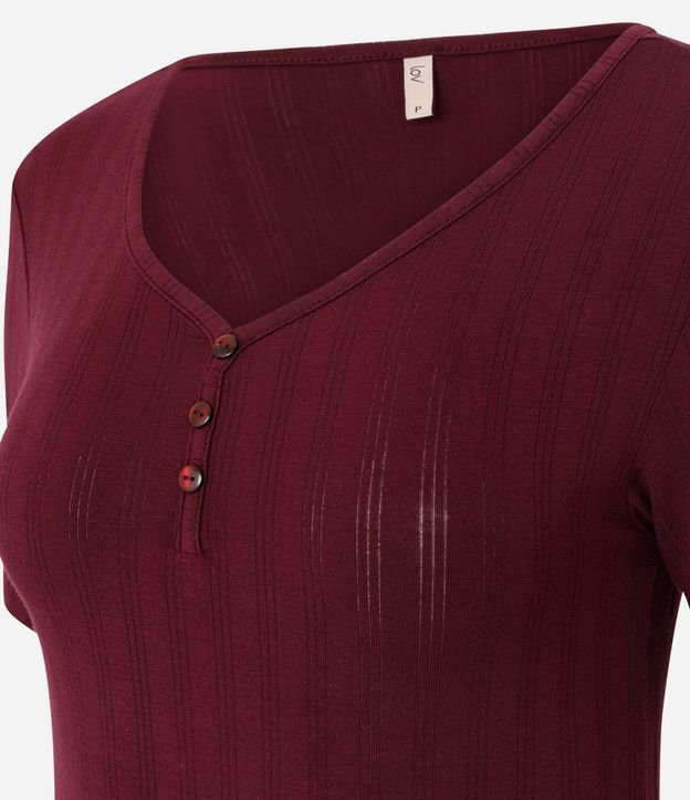Blusa de Pijama en Rib con Escote V y Botones 6
