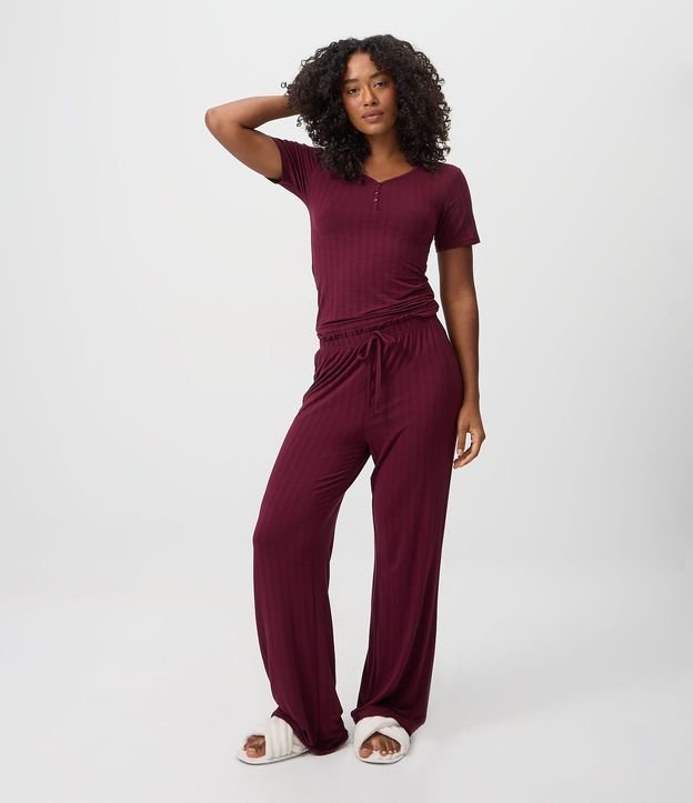 Blusa de Pijama en Rib con Escote V y Botones 2