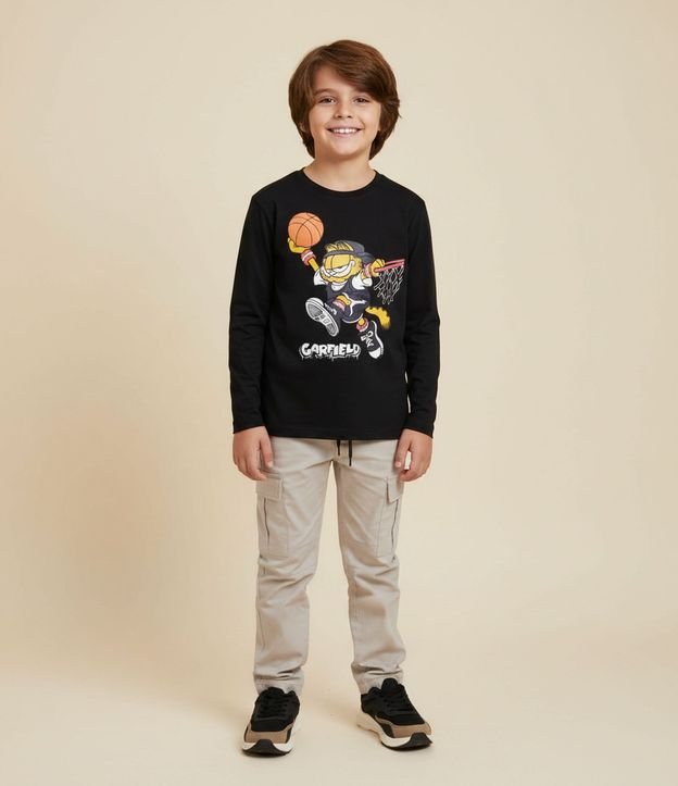 Remera Infantil con Estampa de Garfield Baloncesto – Talle 5 a 14 años