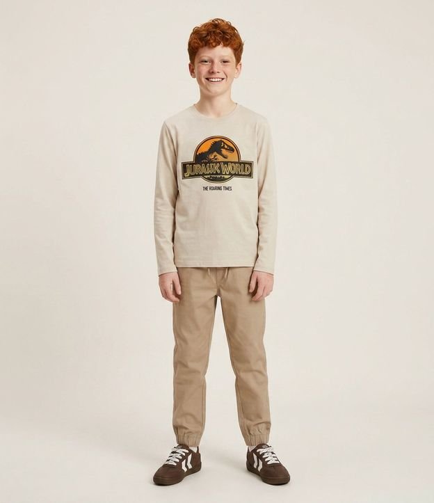 Remera Manga Larga Jurassic World en Relieve - Talle 5 a 14 años