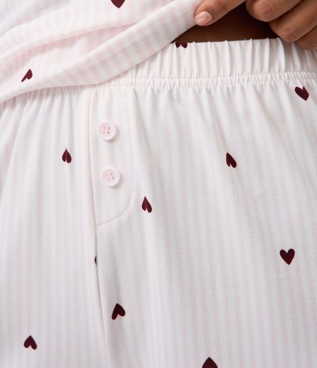Short de Pijama en Peach Touch con Estampado de Corazones 3