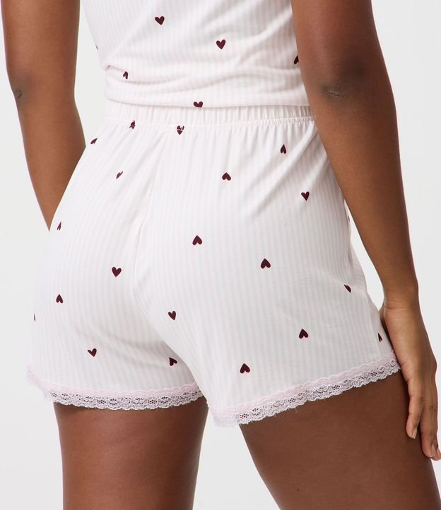 Short de Pijama en Peach Touch con Estampado de Corazones 4