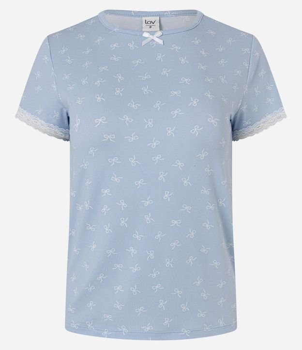Blusa de Pijama en Peach Touch con Estampa de Moñitas 5