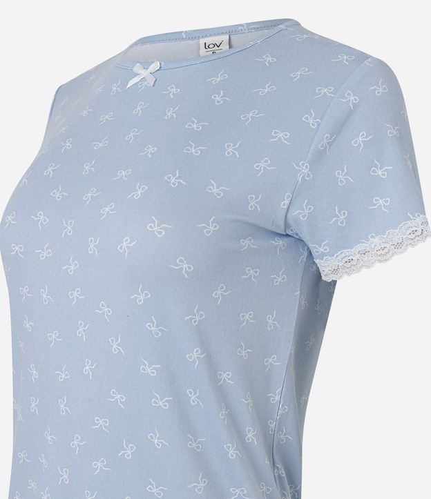 Blusa de Pijama en Peach Touch con Estampa de Moñitas 6