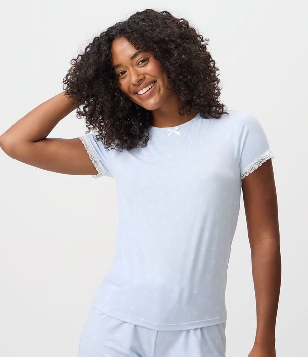 Blusa de Pijama en Peach Touch con Estampa de Moñitas 2