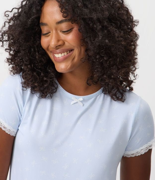Blusa de Pijama en Peach Touch con Estampa de Moñitas 3
