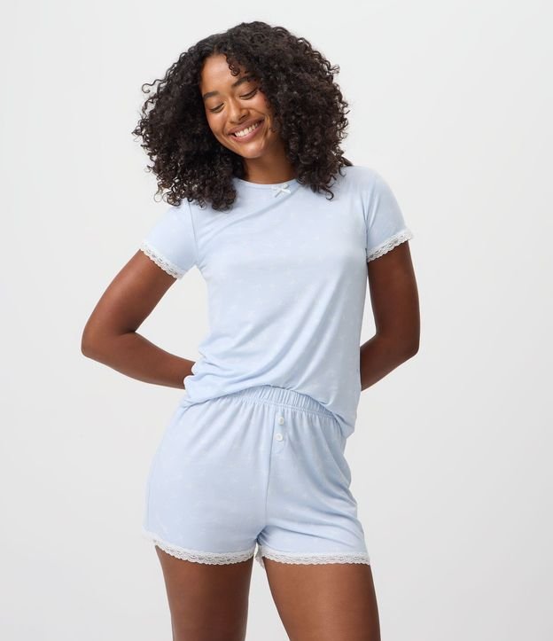 Short de Pijama en Peach Touch con Estampa de Moñitas