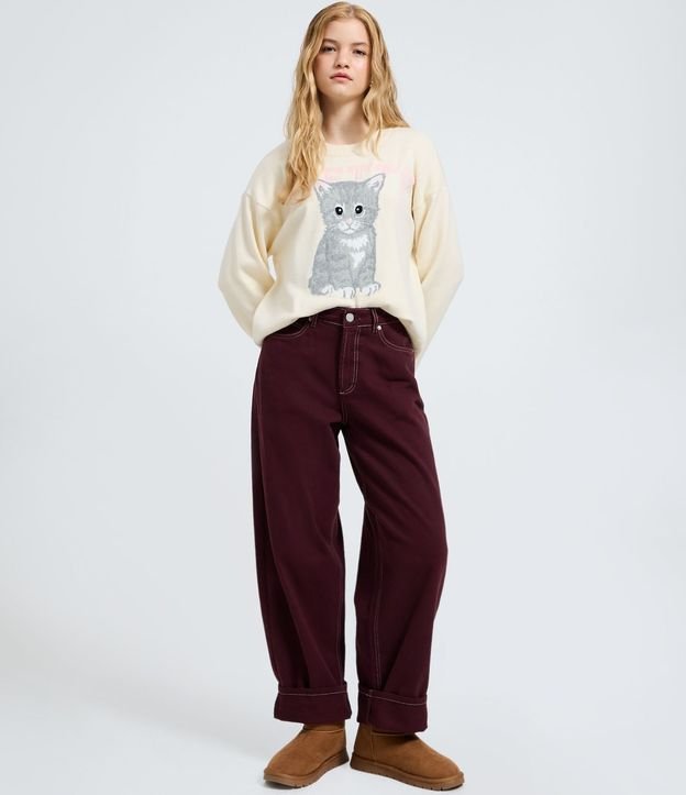 Blusa en Punto con Estampa de Gato 2