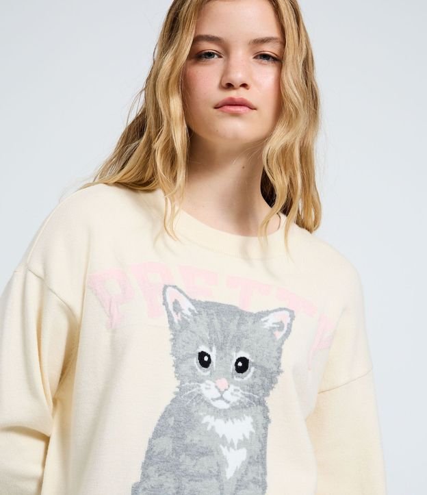 Blusa en Punto con Estampa de Gato 3