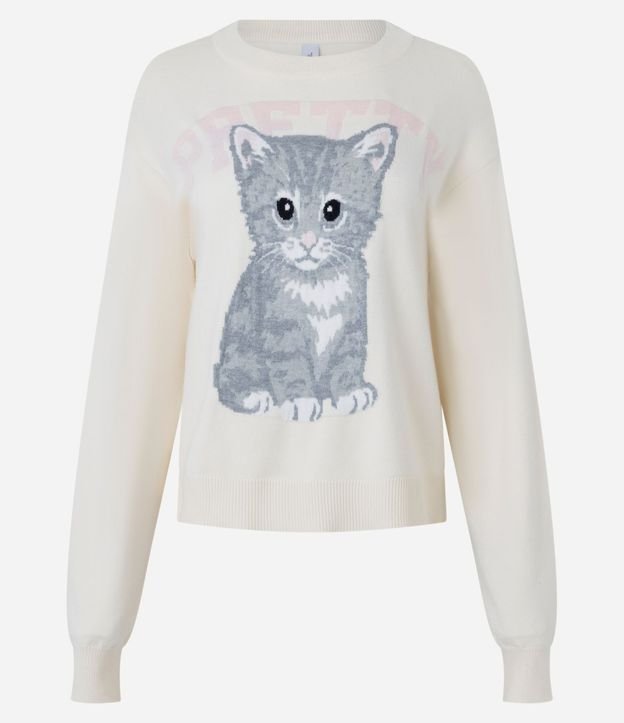 Blusa en Punto con Estampa de Gato 5