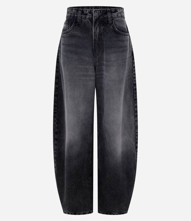 Pantalón Barrel Jeans con Cintura Alta y Lavado Desteñido 5