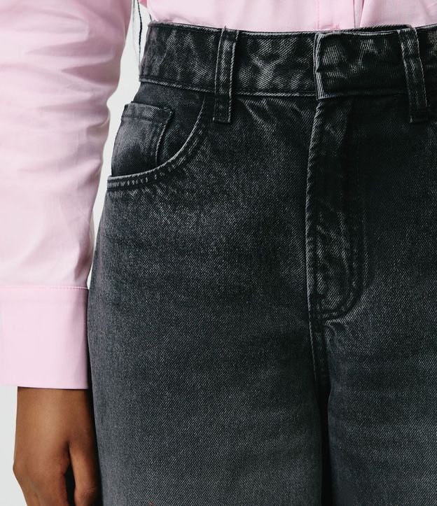 Pantalón Barrel Jeans con Cintura Alta y Lavado Desteñido 3