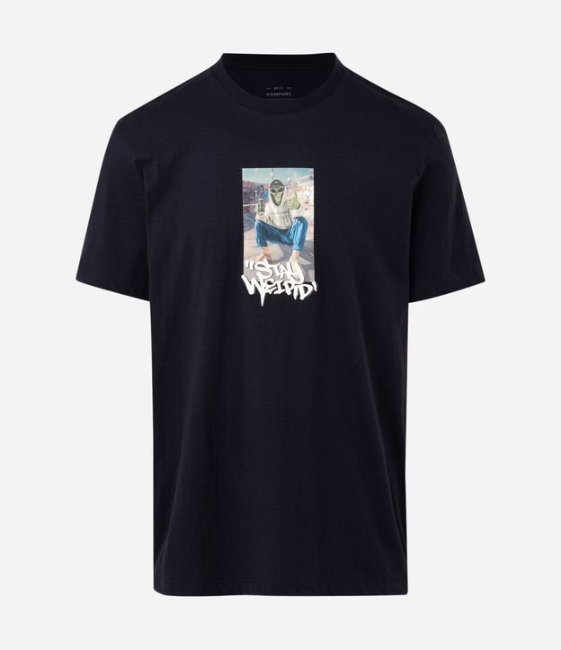 Remera Comfort Manga Corta en Algodón con Estampado ET Stay Weird 4