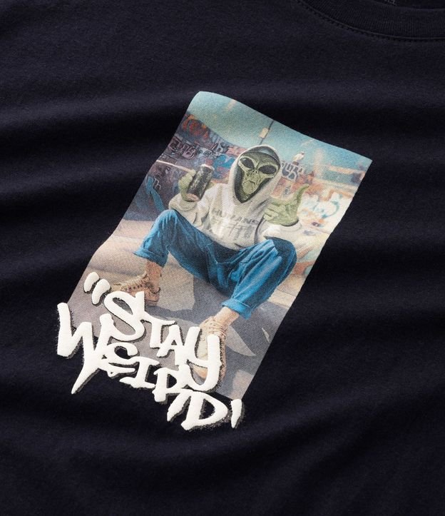 Remera Comfort Manga Corta en Algodón con Estampado ET Stay Weird 7