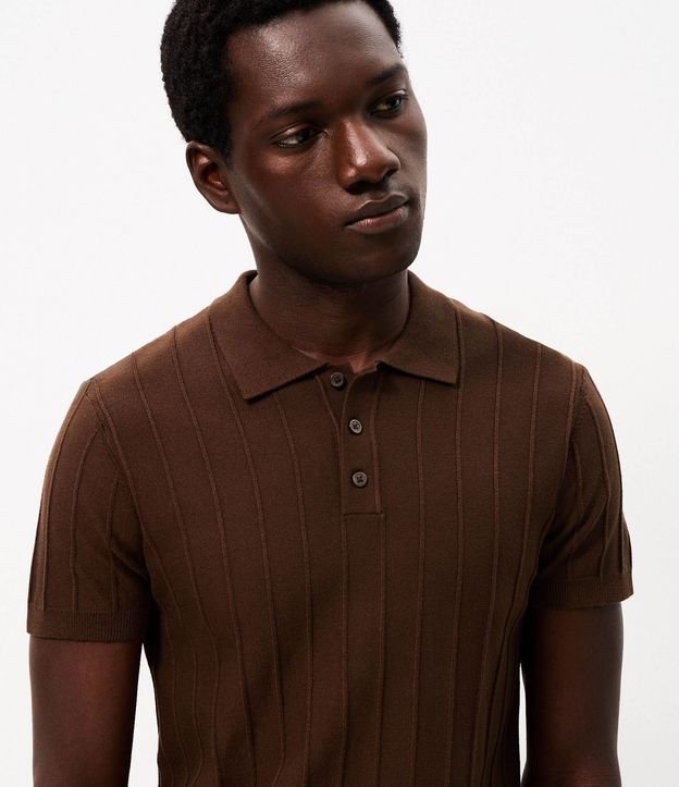 Camisa Polo en Punto con Textura Vertical