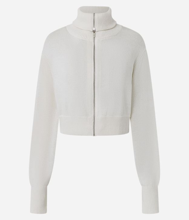Campera Cropped en Punto con Cremallera Contínua 5