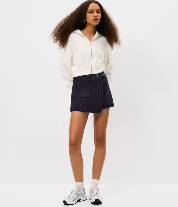 Campera Cropped en Punto con Cremallera Contínua 2