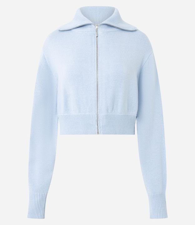Campera Cropped en Punto con Cremallera Contínua 5