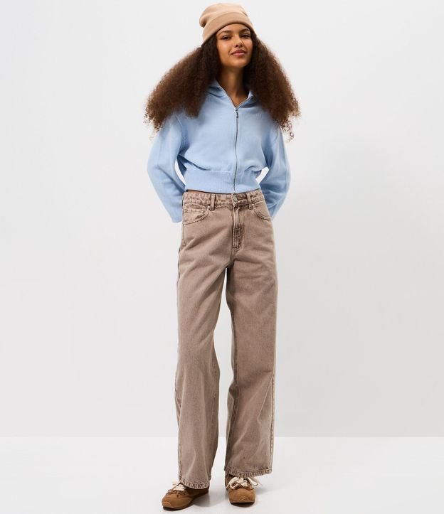 Campera Cropped en Punto con Cremallera Contínua 2