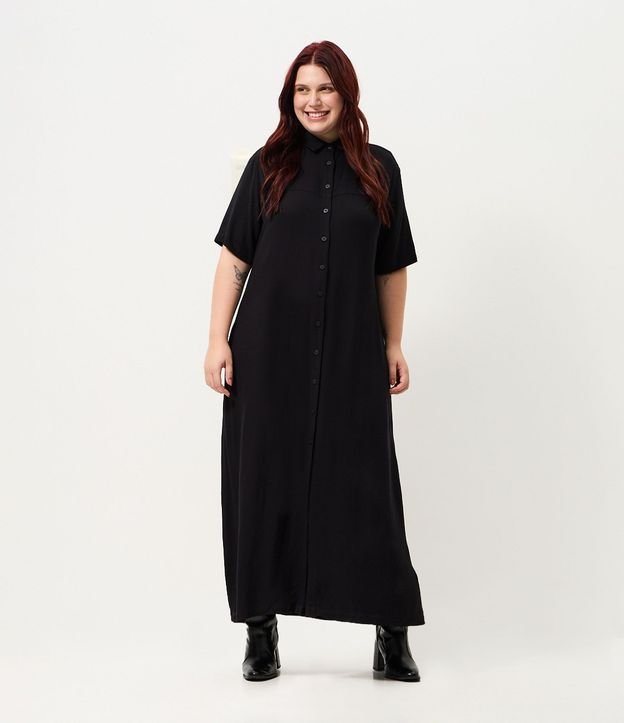 Vestido Chemise Midi Viscosa Curve & Plus Size