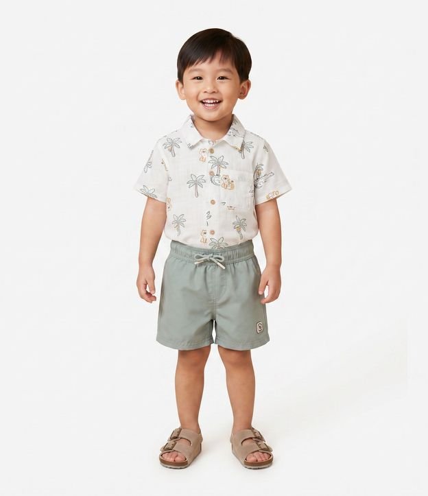 Camisa Infantil en Viscosa Estampada - Talle 1 a 6 años