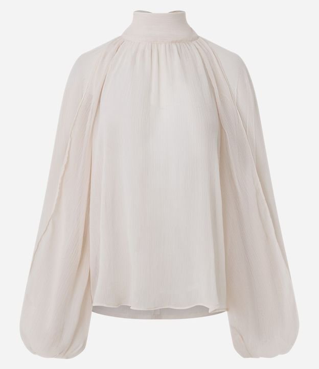 Blusa Amplia en Chiffon con Cuello Lazo y Recortes Vazados 5