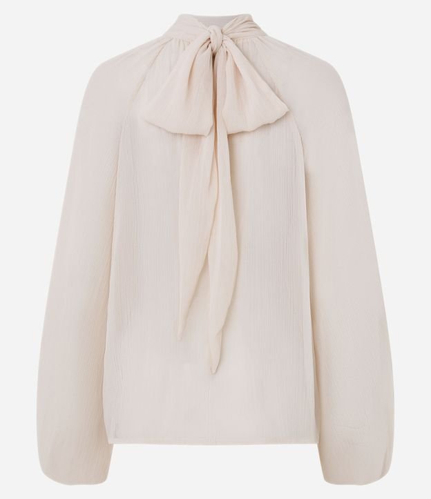 Blusa Amplia en Chiffon con Cuello Lazo y Recortes Vazados 7
