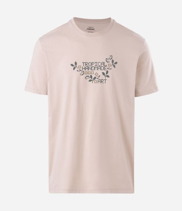 Remera Masculina de Algodón con Lettering Tropical Handmade