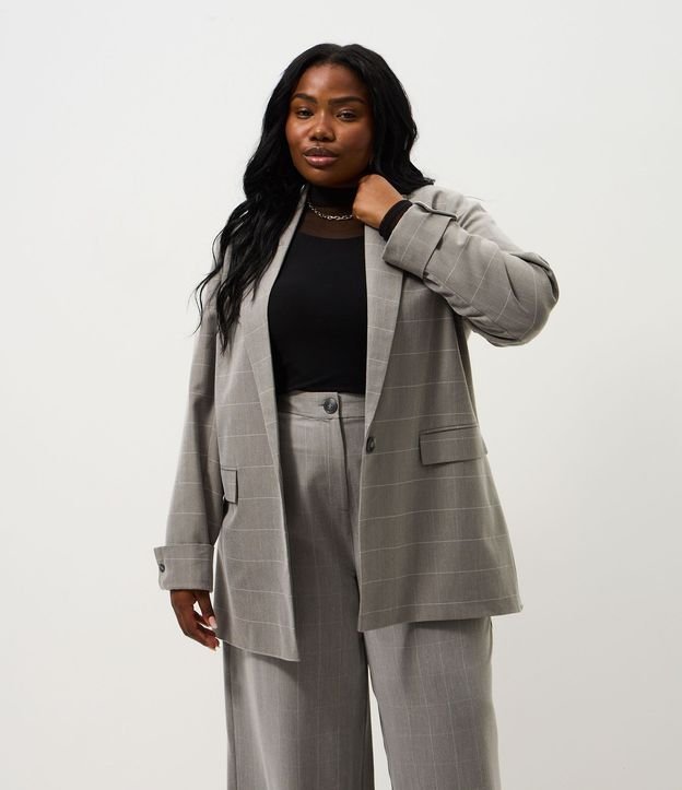 Blazer Alargado de Cuadros Sastre Curve & Plus Size 1