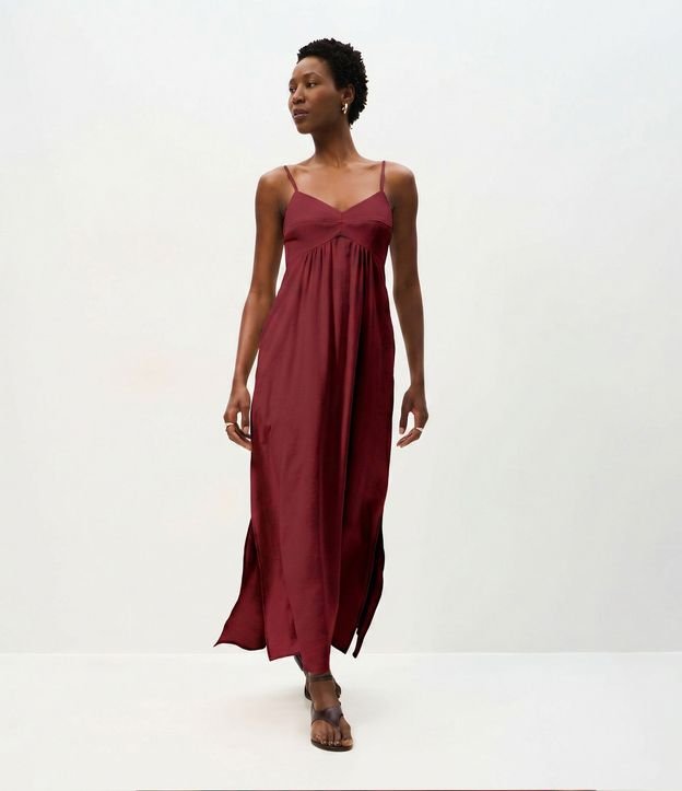 Vestido Midi Evasê en Viscosa con Escote Corazón