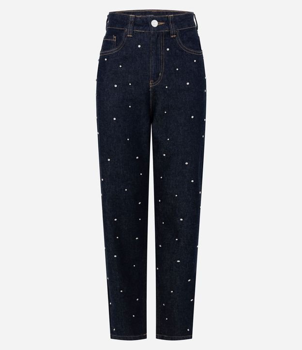 Pantalón de Jean Mom con Remaches y Cintura Alta 5