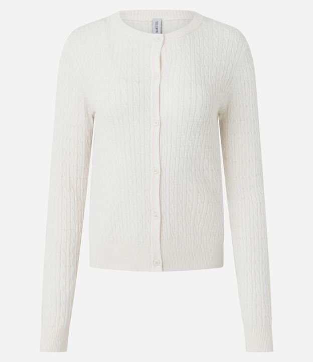 Cardigan en Punto Texturizado con Bajo Acanalado 5