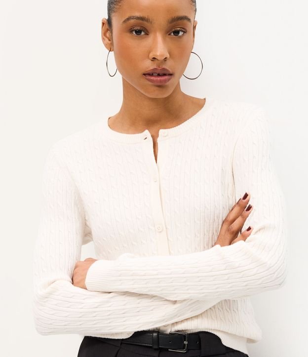 Cardigan en Punto Texturizado con Bajo Acanalado