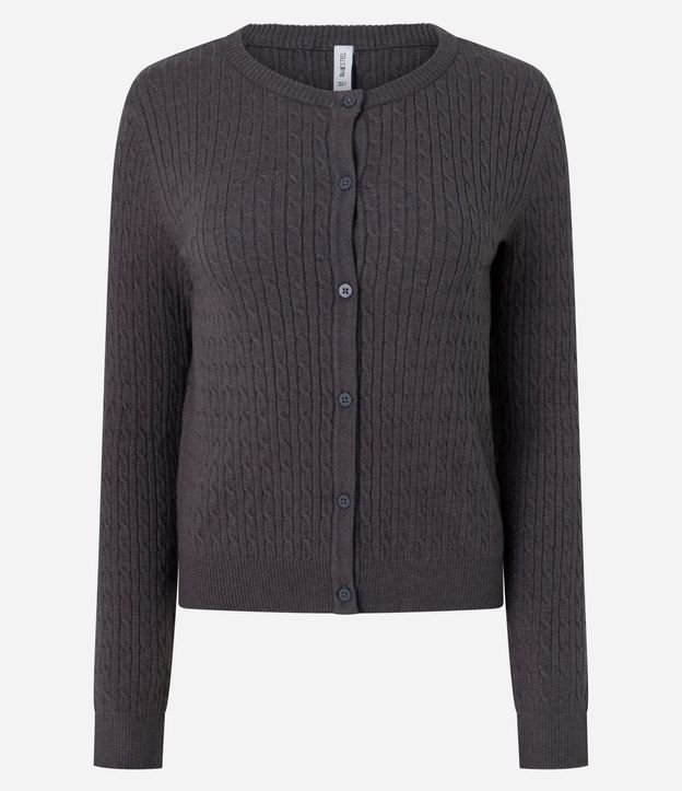 Cardigan en Punto Texturizado con Bajo Acanalado 5
