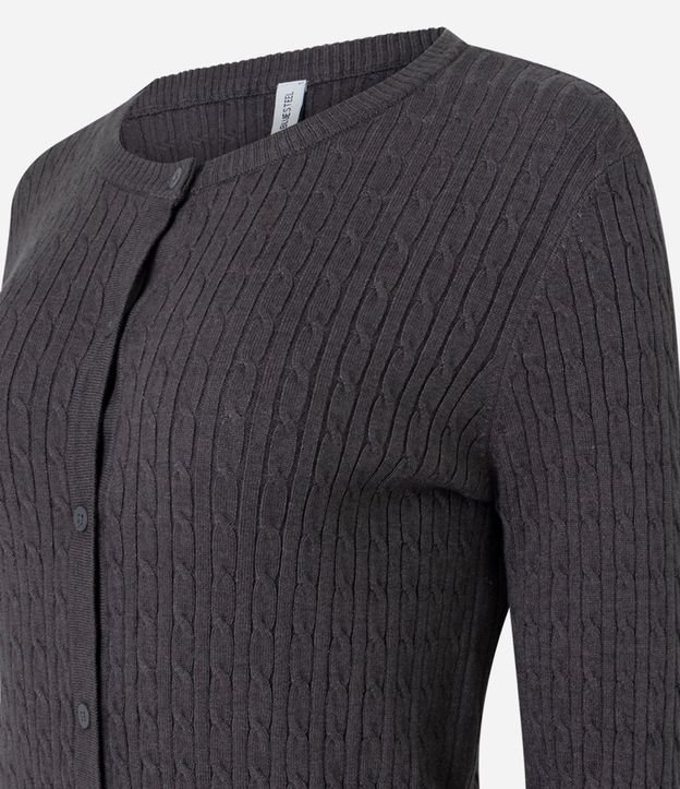 Cardigan en Punto Texturizado con Bajo Acanalado 6