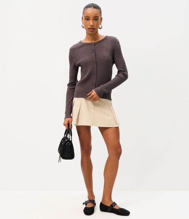 Cardigan en Punto Texturizado con Bajo Acanalado 2