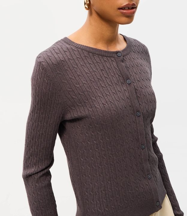 Cardigan en Punto Texturizado con Bajo Acanalado 3