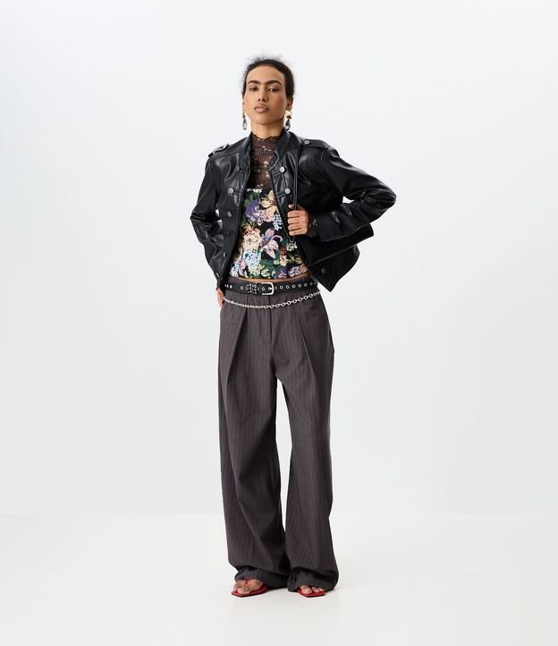 Pantalón Pantalona Sastre con Cinturón y Raya de Tiza