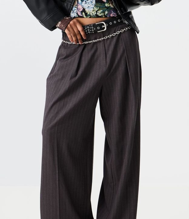Pantalón Pantalona Sastre con Cinturón y Raya de Tiza 2