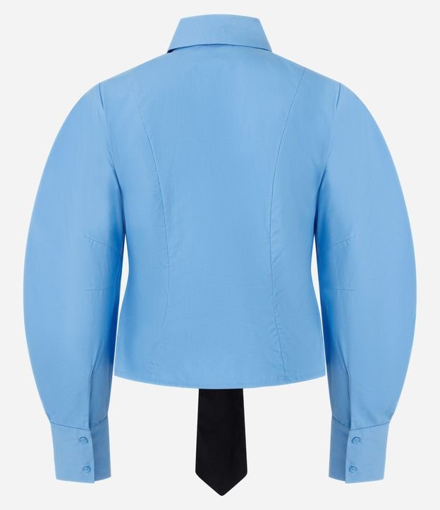 Camisa en Tricolina con Gravata y Mangas Abullonadas 9